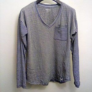 Blue and white striped long sleeve tee